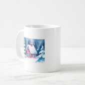 Rosa Haus im Winterwald Kaffeetasse (Vorderseite Links)