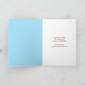 Rosa Haus mit Fahrrad und Katze für neue Zuhause Karte (Innenseite)