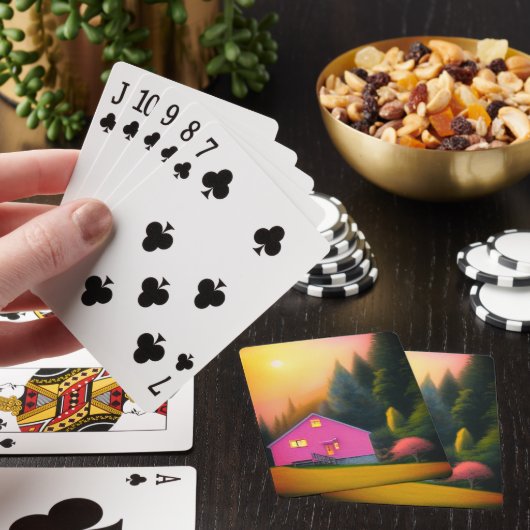 Rosa Haus Spielkarten (In Situ)