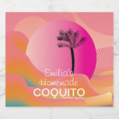 Rosa hausgemachte Coquito Rezept Branding Alkoholflaschenetikett (Einzelnes Label)