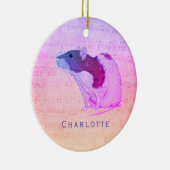 Rosa Haustier-Ratte addieren Ihre Namensratte Keramik Ornament (Rechts)