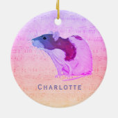 Rosa Haustier-Ratte addieren Ihre Namensratte Keramik Ornament (Hinten)