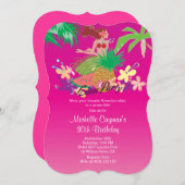 Rosa Hawaii-Luau-Geburtstagspartei Einladung (Vorne/Hinten)