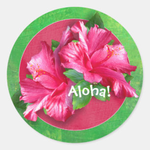 Rosa Hawaiianer-Aloha Hibiskus-Aufkleber Runder Aufkleber