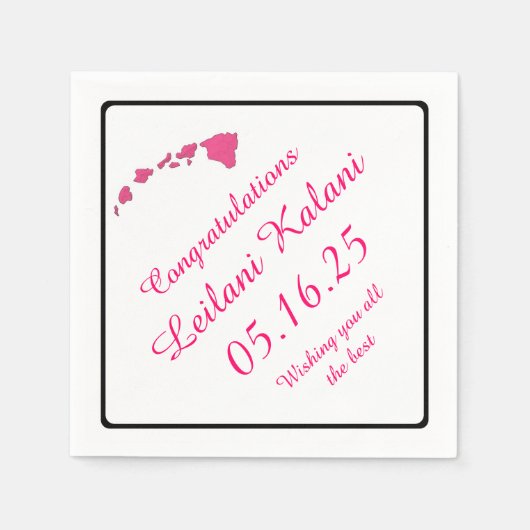 Rosa Hawaiianische Abschluss-Papierservietten Serviette (Vorderseite)