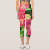 Rosa hawaiianische Blume Capri Leggings (Rückseite)