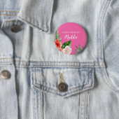 Rosa hawaiianische Blumen-Geburtstag  Button (Beispiel)