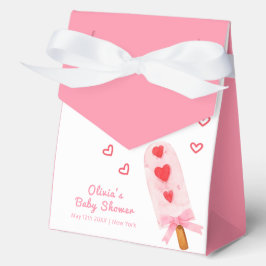 Rosa Heart Bow Ice Cream Popcicle Baby Dusche Geschenkschachtel