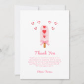 Rosa Heart Bow Ice Creme bereit für Pop Babydusche Dankeskarte (Vorderseite)