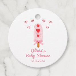Rosa Heart Bow Ice Creme bereit für Pop Babydusche Geschenkanhänger
