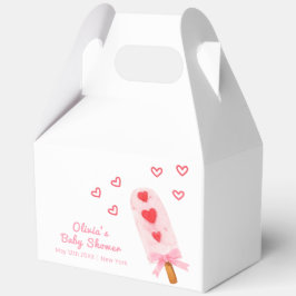 Rosa Heart Bow Ice Creme bereit für Pop Babydusche Geschenkschachtel