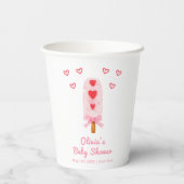 Rosa Heart Bow Ice Creme bereit für Pop Babydusche Pappbecher (Rückseite)