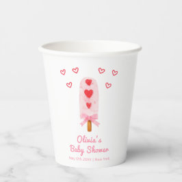 Rosa Heart Bow Ice Creme bereit für Pop Babydusche Pappbecher