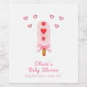 Rosa Heart Bow Ice Creme bereit für Pop Babydusche Weinetikett (Einzelnes Label)
