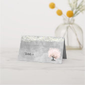 Rosa Heart Leaf Tree Hochzeit Platzkarten (Rückseite)