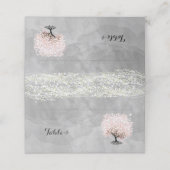 Rosa Heart Leaf Tree Hochzeit Platzkarten (Außenseite Aufgefaltet)