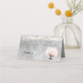 Rosa Heart Leaf Tree Hochzeit Platzkarten (Vorderseite)