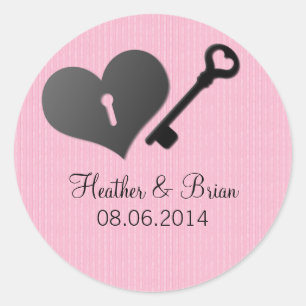 Rosa Heart Lock und Key Wedding Stickers
