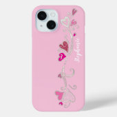 Rosa Hearts Glitzer Girly Girl Case-Mate iPhone Hülle (Rückseite)