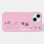Rosa Hearts Glitzer Girly Girl Case-Mate iPhone Hülle (Rückseite (Horizontal))