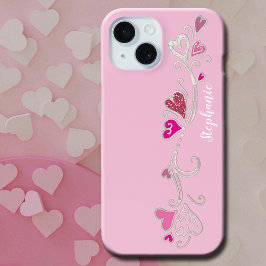 Rosa Hearts Glitzer Girly Girl Case-Mate iPhone Hülle