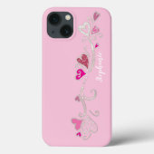 Rosa Hearts Glitzer Girly Girl Case-Mate iPhone Hülle (Rückseite)