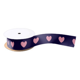 Rosa Hearts Navy Blue Liebe Urlaub Abstraktes Gesc Satinband
