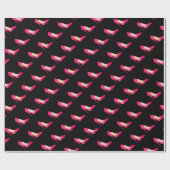 Rosa Heels auf schwarzem Verpackungspapier Geschenkpapier (Flach)