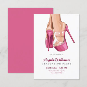 Rosa Heels, Süßgraduiertenparty Einladung
