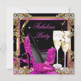 Rosa Heelse Gold Schwarz Fabulous Champagner Party Einladung