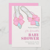 Rosa Heelse mit Babybadewanne Einladung (Vorne/Hinten)