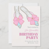 Rosa Heelse mit Bandgeburt Einladung (Vorderseite)