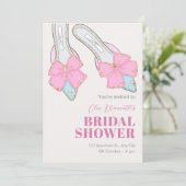 Rosa Heelse mit farbigem Brautparty Einladung (Stehend Vorderseite)