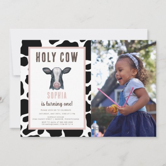 Rosa Heilige Kuh Ich bin eine Einladung zum Geburt (Vorderseite)