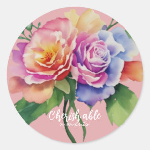 Rosa heilige Momente Runder Aufkleber