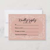 Rosa Heirloom Wedding RSVP Card Karte (Vorderseite)