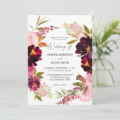 Rosa heiß & rot Rosa und Lila Hochzeitseinladung Einladung (Stehend Vorderseite)