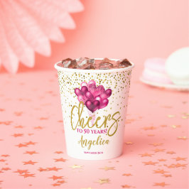 Rosa Heiße bis 50 Jahre 50. Geburtstag Pappbecher