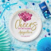 Rosa Heiße bis 50 Jahre 50. Geburtstag Pappteller (Party)