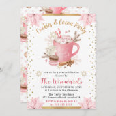 Rosa Heiße Schokolade und Kekse Winterparty Einladung (Vorne/Hinten)