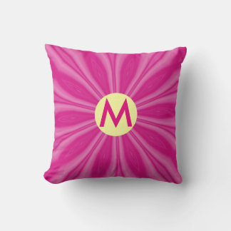 Rosa heiße, strahlende Sonnenexplosion-Monogramm g Kissen