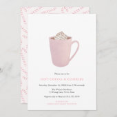 Rosa heißer Kakao und Kekse Weihnachts-Party Einladung (Vorne/Hinten)