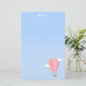 Rosa Heißluft-Ballon, Abenteuer unter den Wolken Briefpapier (Stehend Vorderseite)