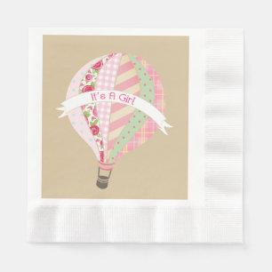 Rosa Heißluft-Ballon-Mädchen-Babyparty-Serviette Serviette