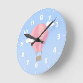 Rosa Heißluftballon, Abenteuer unter den Wolken Runde Wanduhr (Winkel)