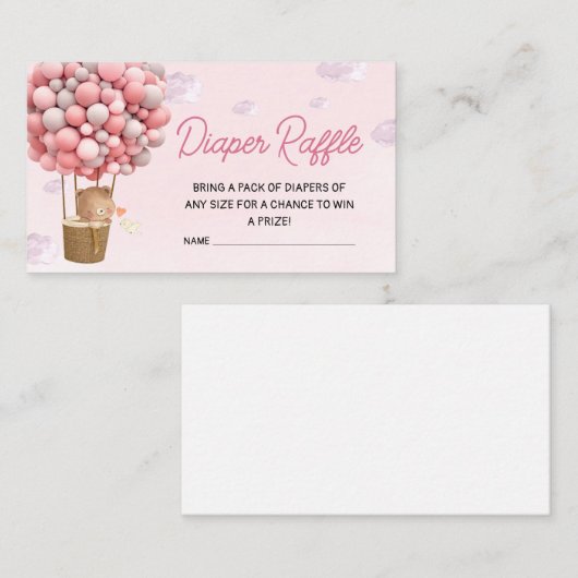 Rosa Heißluftballon Auf- und Abfahrt Windeln Raffe Begleitkarte (Vorne/Hinten)