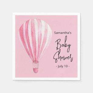 Rosa Heißluftballon-Baby-Party Serviette
