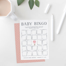 Rosa Heißluftballon | Baby Shooter Bingo Game Card