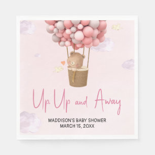Rosa Heißluftballon Baby Shower 'Hoch und Weg' Serviette