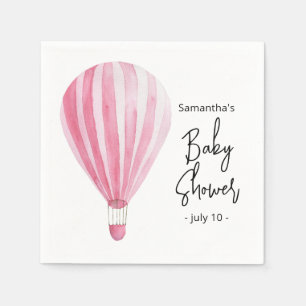 Rosa Heißluftballon Baby Shower Serviette